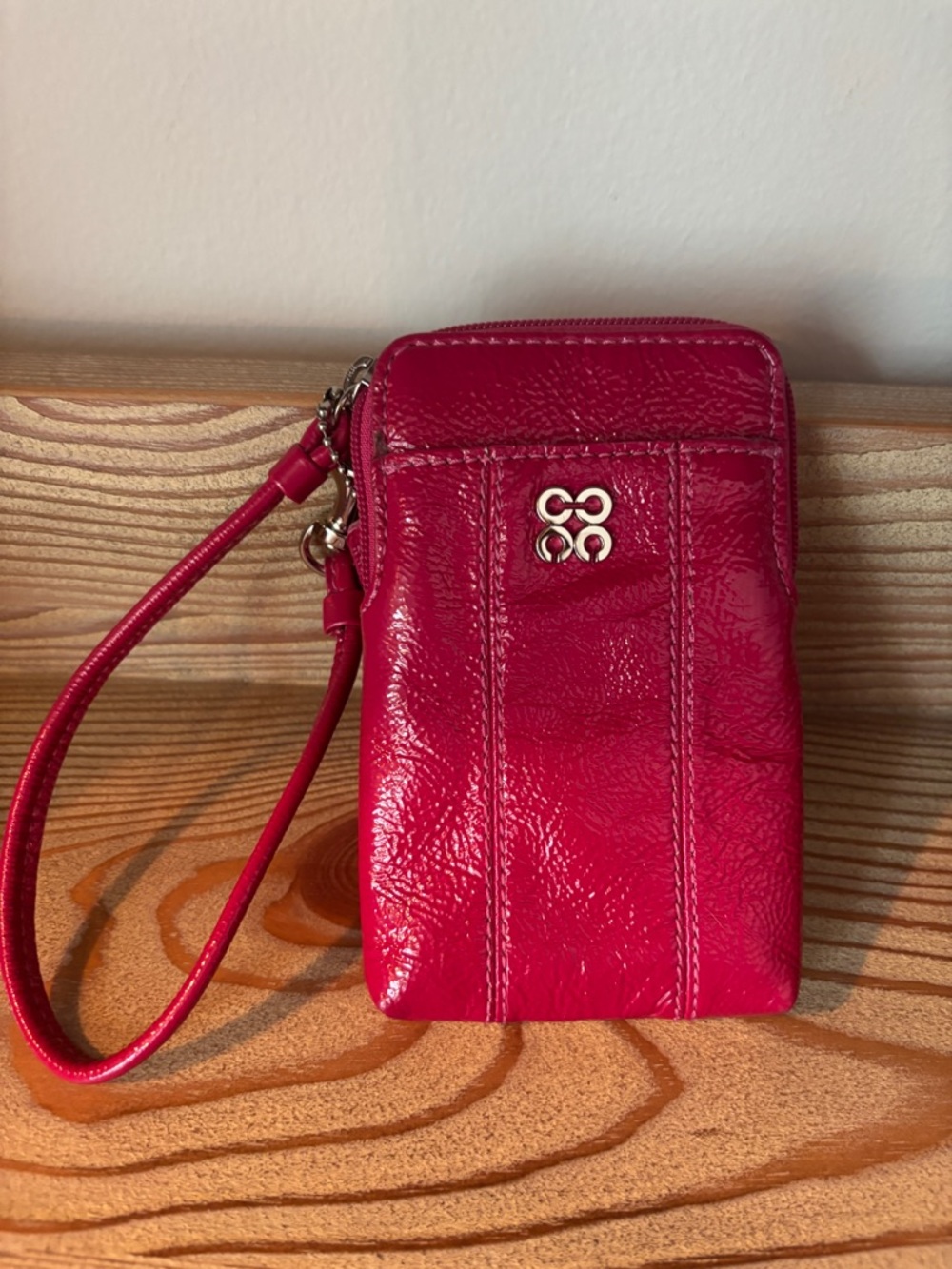 Coach Glossy Fuchsia Patent Wristlet